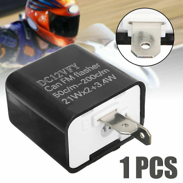 DURAFORCE 2-Pin LED Flasher Relay Adjustable For Motorcycle Turn Signal Fix Blinker Lights