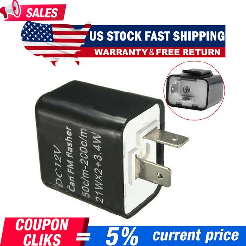 DURAFORCE 2Pin Adjustable LED Flasher Relay Turn Signal Blinker Light For Motorcycle 12 V