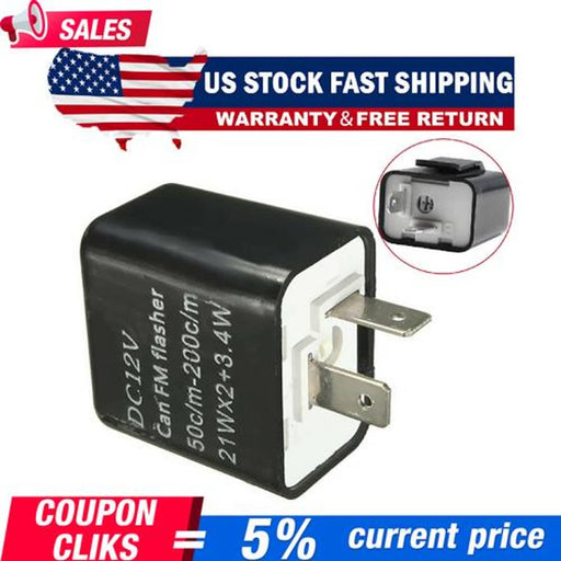 DURAFORCE 2Pin Adjustable LED Flasher Relay Turn Signal Blinker Light For Motorcycle 12 V