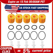 DURAFORCE 5PCS Oil Filter Kit 04152-YZZA1 ,04152-31090 Fit for Toyota Scion Lexus w/O-RING