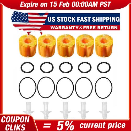 DURAFORCE 5PCS Oil Filter Kit 04152-YZZA1 ,04152-31090 Fit for Toyota Scion Lexus w/O-RING
