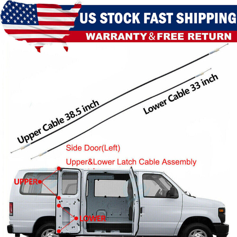 DURAFORCE Side Cargo Door Left Upper &Lower Door Latch Release Cable for Ford E150 250 350