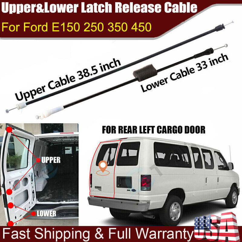 DURAFORCE Side Cargo Door Left Upper &Lower Door Latch Release Cable for Ford E150 250 350