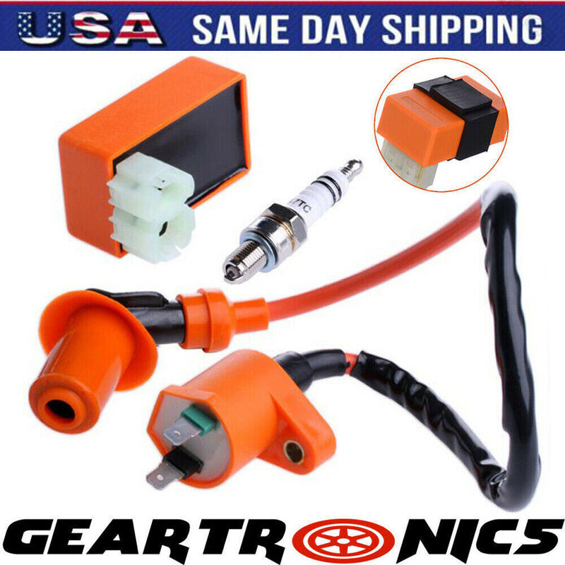 DURAFORCE Fit GY6 50cc-150cc ATV SCOOTER MOPED RACING AC CDI BOX IGNITION COIL SPARK PLUG