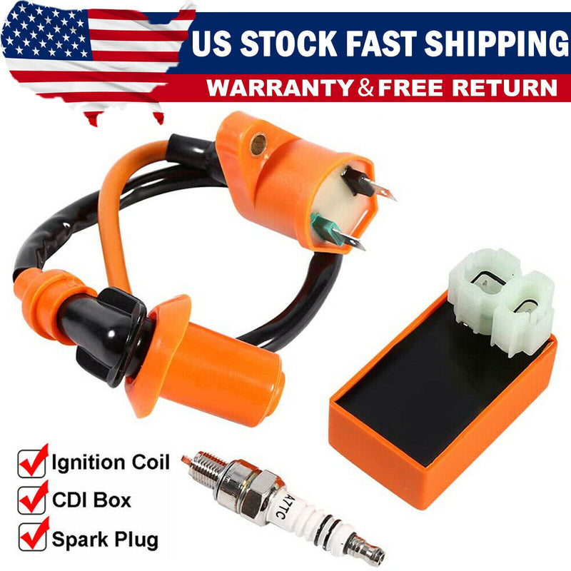 DURAFORCE Fit GY6 50cc-150cc ATV SCOOTER MOPED RACING AC CDI BOX IGNITION COIL SPARK PLUG