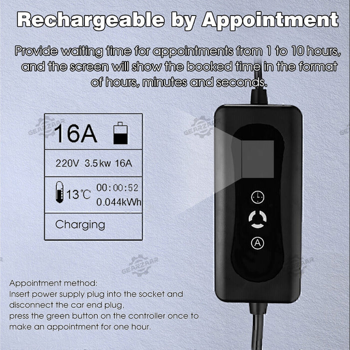 DURAFORCE 16A Portable EV Charger ElectricCar Charging Cable NEMA 6-20 EVSE 110V-220V NEW