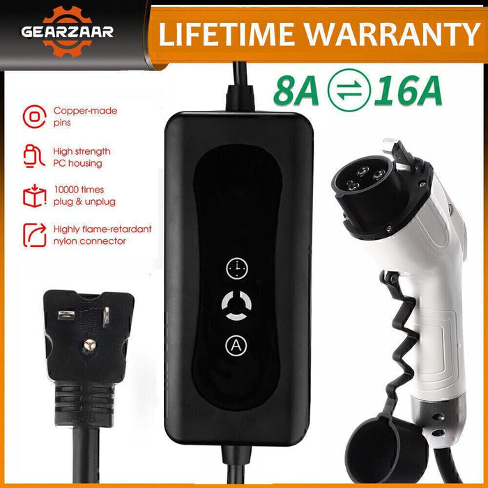 DURAFORCE 16A Portable EV Charger ElectricCar Charging Cable NEMA 6-20 EVSE 110V-220V NEW