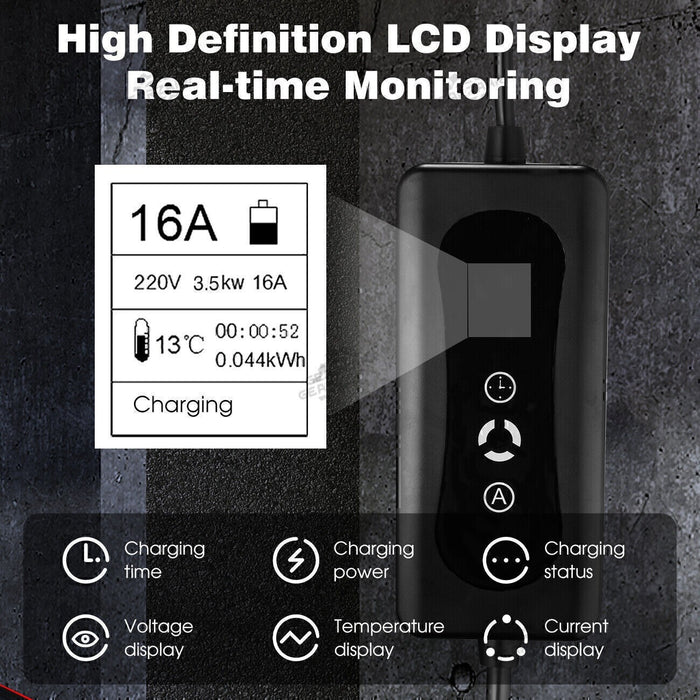 DURAFORCE 16A Portable EV Charger ElectricCar Charging Cable NEMA 6-20 EVSE 110V-220V NEW
