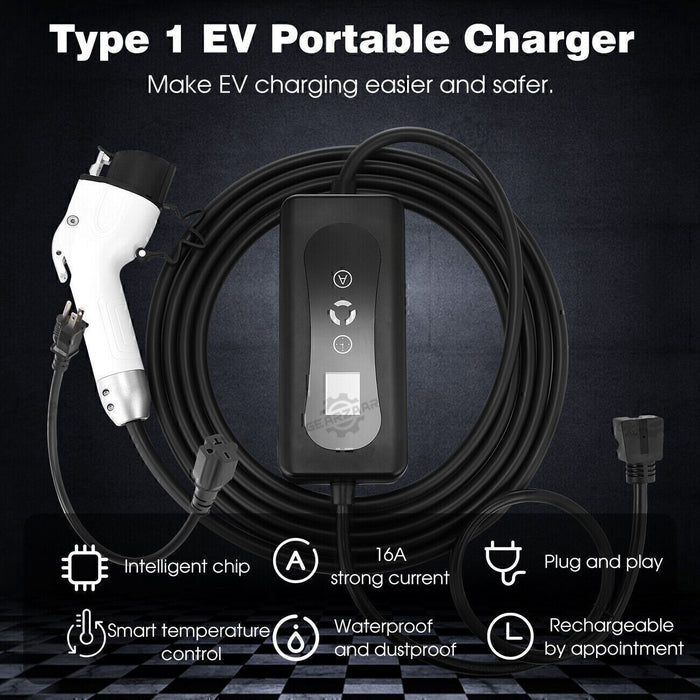 DURAFORCE 16A Portable EV Charger ElectricCar Charging Cable NEMA 6-20 EVSE 110V-220V NEW