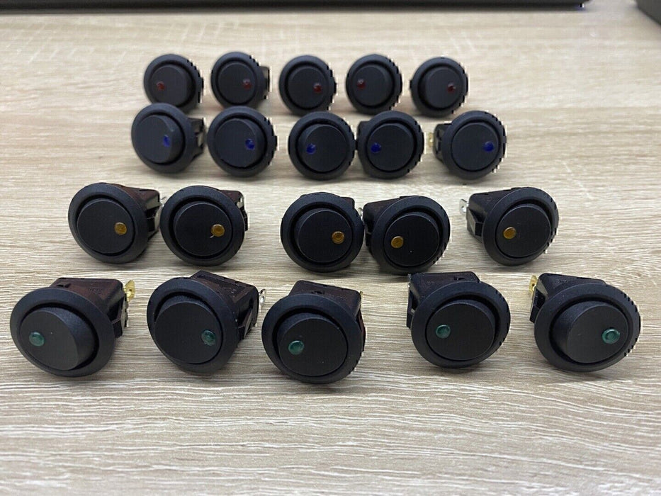 DURAFORCE 20pc ROCKER SWITCH Toggle 12V Led Light Car Auto Boat Round ON/ OFF SPST 20 AMP