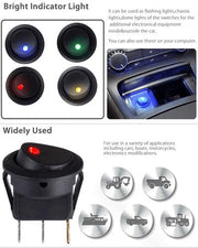 DURAFORCE 20pc ROCKER SWITCH Toggle 12V Led Light Car Auto Boat Round ON/ OFF SPST 20 AMP