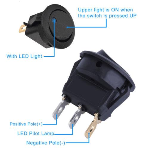 DURAFORCE 20pc ROCKER SWITCH Toggle 12V Led Light Car Auto Boat Round ON/ OFF SPST 20 AMP