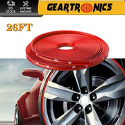 DURAFORCE Car Wheel Hub Rim Trim Tire Ring Guard Rubber Strip Protector Sticker /26FT Red