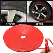 DURAFORCE Car Wheel Hub Rim Trim Tire Ring Guard Rubber Strip Protector Sticker /26FT Red