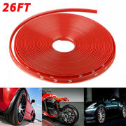 DURAFORCE Car Wheel Hub Rim Trim Tire Ring Guard Rubber Strip Protector Sticker /26FT Red