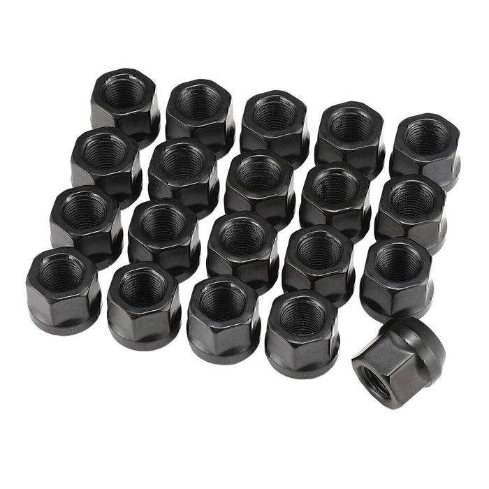 DURAFORCE 20PCS OPEN END LUG NUTS BULGE ACORN 1/2"X20 WHEEL NUT BLACK FINISH Fit for Ford