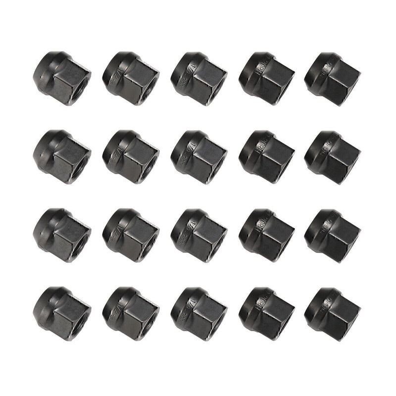 DURAFORCE 20PCS OPEN END LUG NUTS BULGE ACORN 1/2"X20 WHEEL NUT BLACK FINISH Fit for Ford