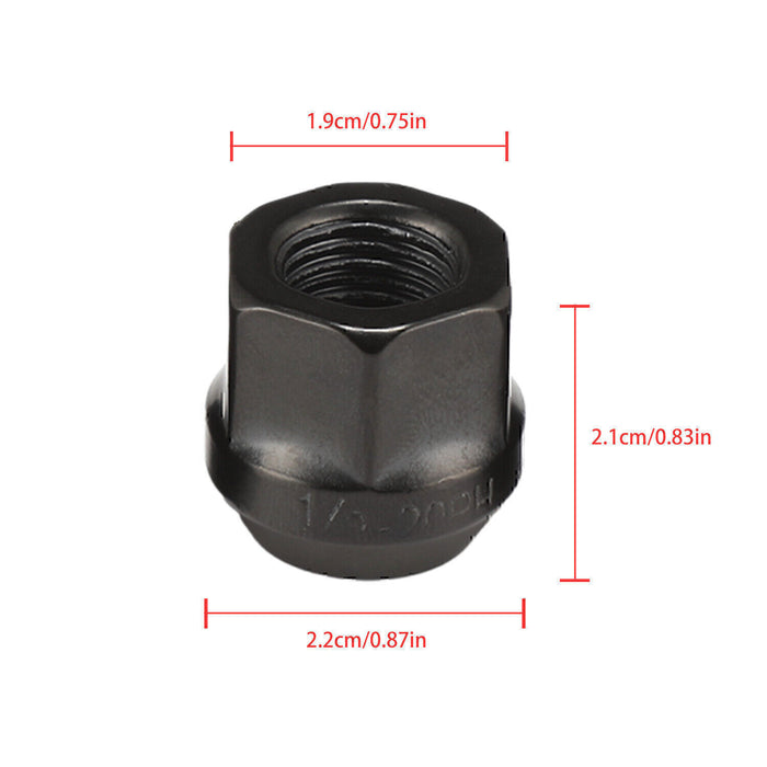 DURAFORCE 20PCS OPEN END LUG NUTS BULGE ACORN 1/2"X20 WHEEL NUT BLACK FINISH Fit for Ford