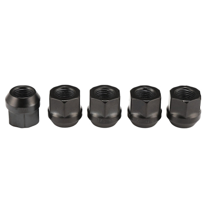DURAFORCE 20PCS OPEN END LUG NUTS BULGE ACORN 1/2"X20 WHEEL NUT BLACK FINISH Fit for Ford