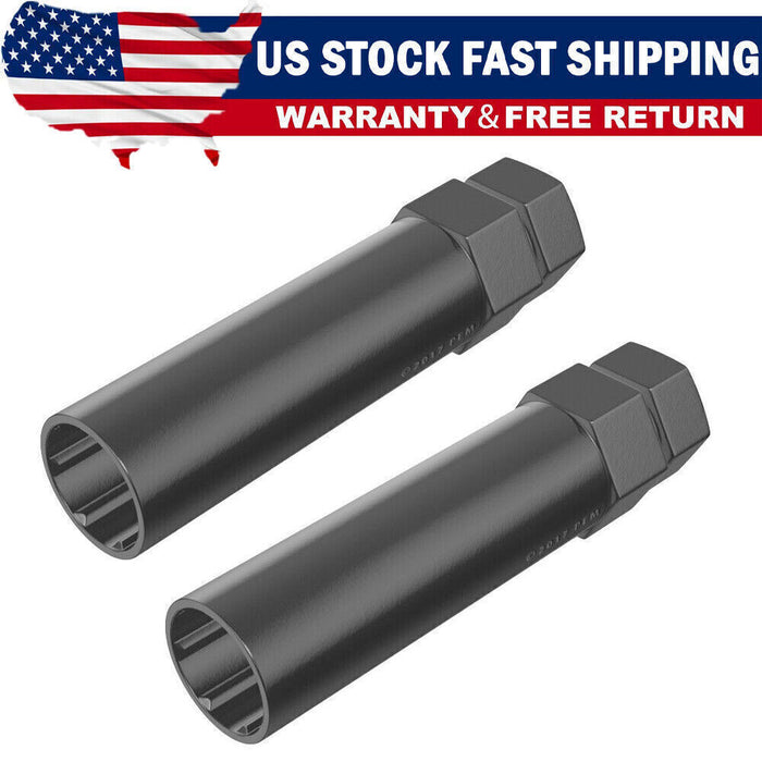 DURAFORCE 2pcs Black Socket Key Tool for 7 spline Lug Nuts | 19mm, 3/4", 21mm, 13/16" Hex