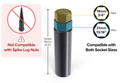 DURAFORCE Black Socket Key Tool for 7 spline Lug Nuts | 19mm, 3/4", 21mm, 13/16" Hex 2pcs
