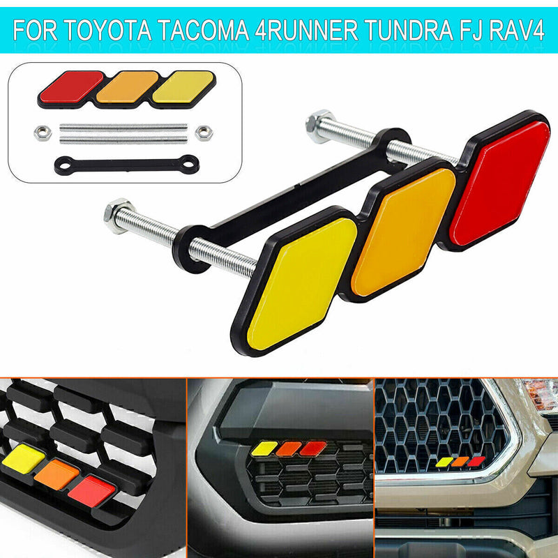 DURAFORCE Tri-Color Grille Badge Emblem Car Accessories For Toyota Tacoma 4Runner Tundra