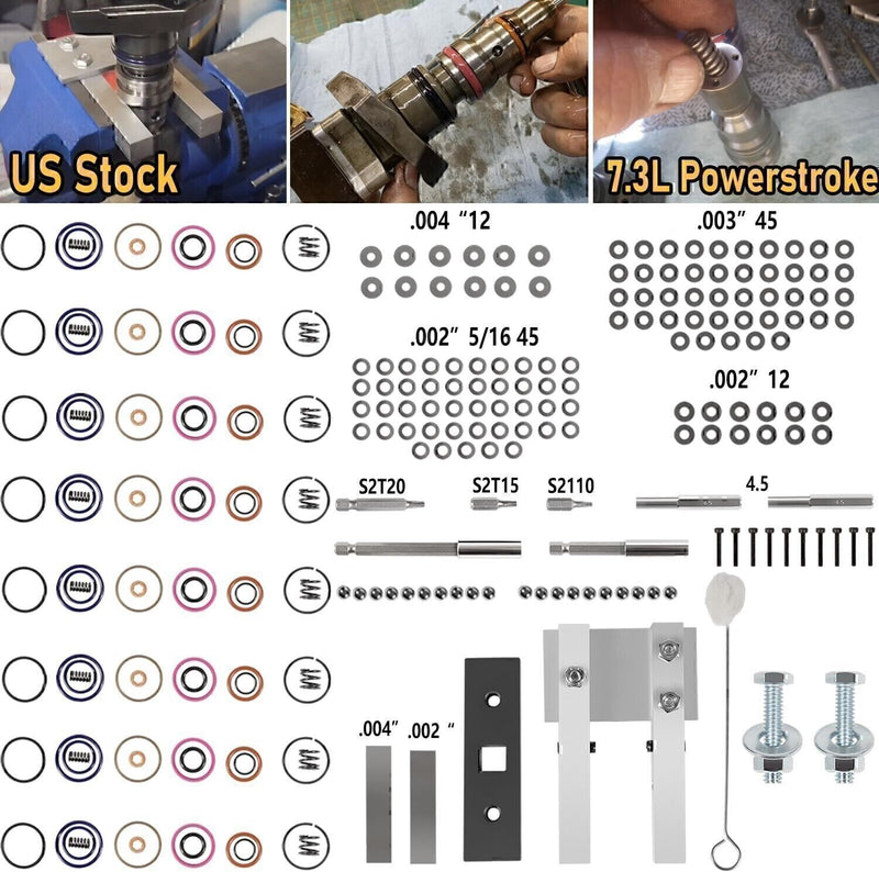 DURAFORCE For 7.3L PowerStroke Injector Rebuild Kit w/vice clamp & tools & springs, 94-03