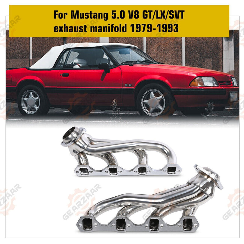 DURAFORCE For 1979-1993 Mustang 5.0 V8 GT/LX/SVT Stainless Steel Exhaust Manifold Headers