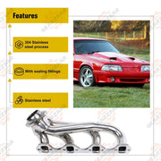 DURAFORCE For 1979-1993 Mustang 5.0 V8 GT/LX/SVT Stainless Steel Exhaust Manifold Headers