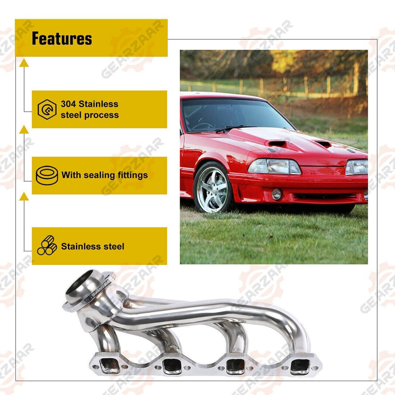 DURAFORCE For 1979-1993 Mustang 5.0 V8 GT/LX/SVT Stainless Steel Exhaust Manifold Headers