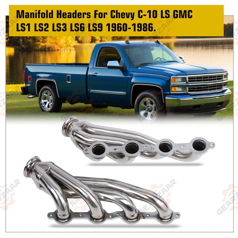 DURAFORCE Truck Headers For 60-86 C-10 LS Chevy GMC LS1 LS2 LS3 LS6 LS9 (Conversion Swap)