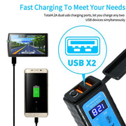DURAFORCE Motorcycle Dual USB Charger SAE -USB Cable Adapter Voltmeter for CellPhone GPS