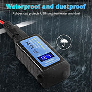 DURAFORCE Motorcycle Dual USB Charger SAE -USB Cable Adapter Voltmeter for CellPhone GPS