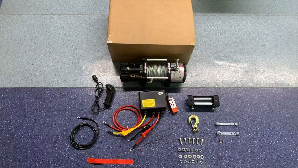 DURAFORCE 12V 13000LBS Electric Winch Synthetic Rope Truck For Jeep 13000LB Trailer 4WD /