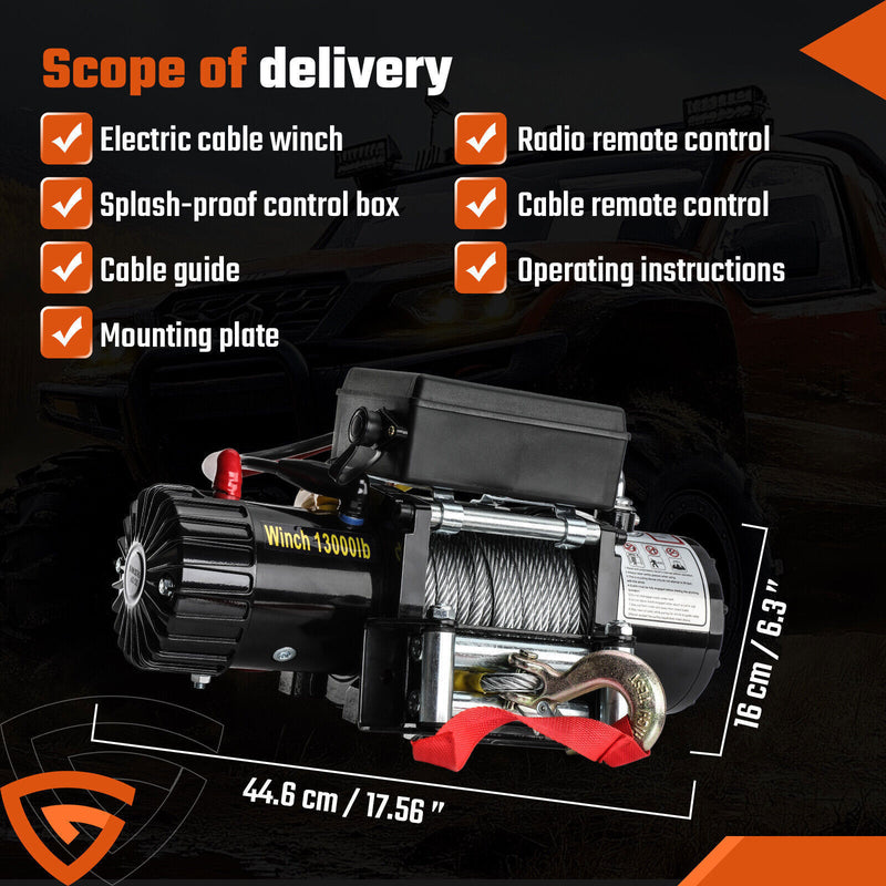 DURAFORCE 12V 13000LBS Electric Winch Synthetic Rope Truck For Jeep 13000LB Trailer 4WD /