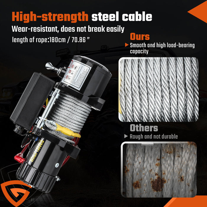 DURAFORCE 12V 13000LBS Electric Winch Synthetic Rope Truck For Jeep 13000LB Trailer 4WD /