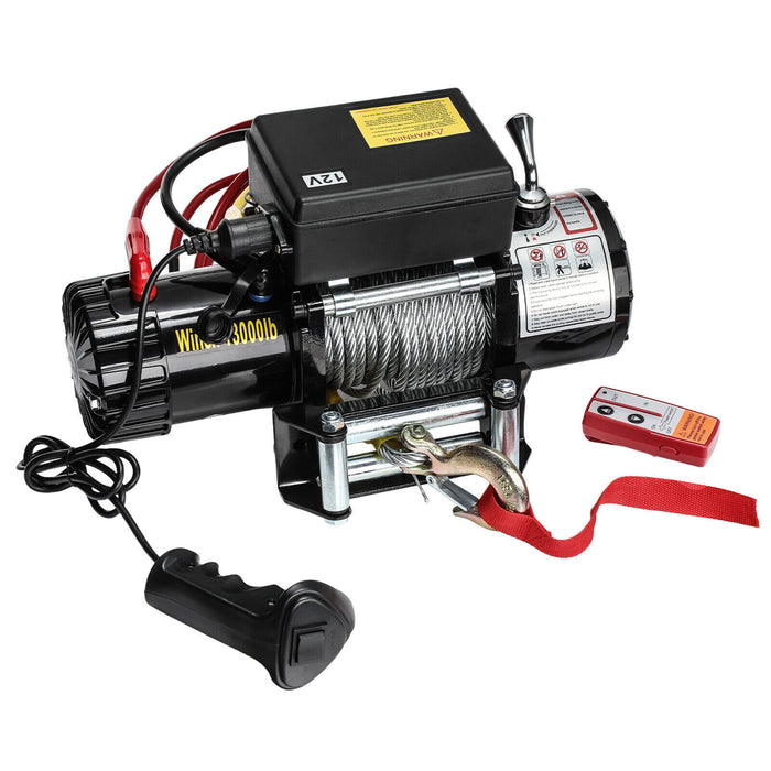 DURAFORCE 12V 13000LBS Electric Winch Synthetic Rope Truck For Jeep 13000LB Trailer 4WD /