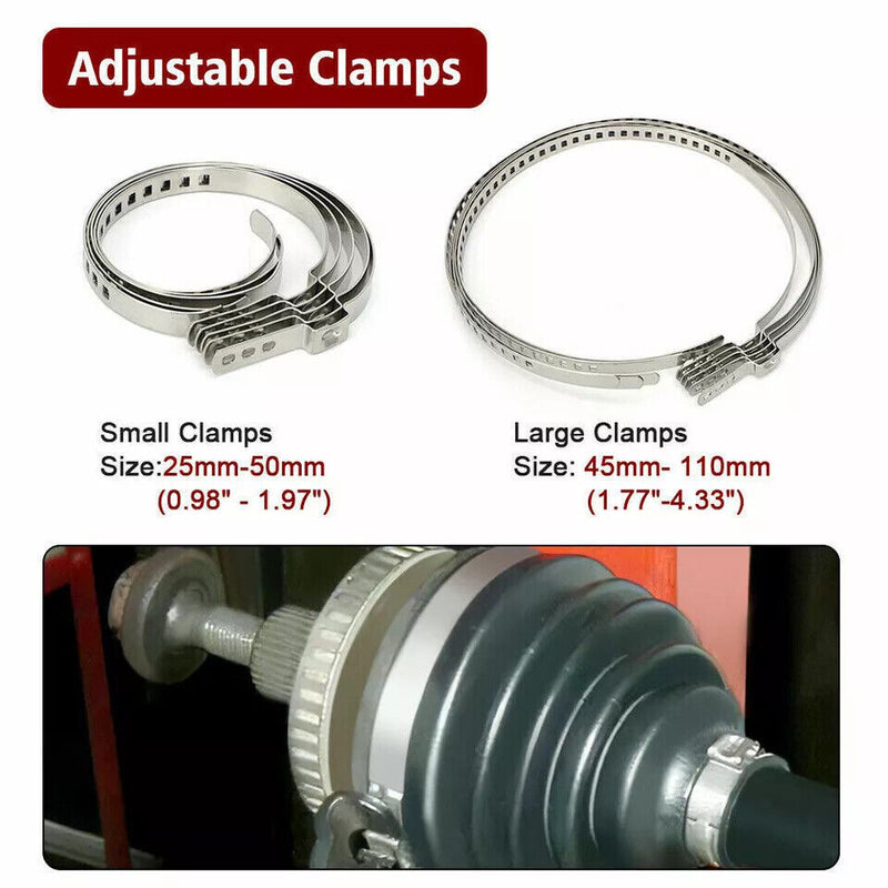 DURAFORCE Universal Adjustable Axle CV Joint Boot Crimp Clamps w/ 20pcs Clamp Pliers Tools