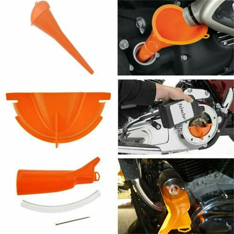 DURAFORCE For Harley Touring Dyna Orange Primary Oil Fill Funnel Drip Free Oil Filter Kit