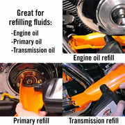 DURAFORCE For Harley Touring Dyna Orange Primary Oil Fill Funnel Drip Free Oil Filter Kit
