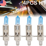 DURAFORCE 4pc H1 12V 55W Super White Halogen Headlight Replacement Bulb Lamp For Auto Car