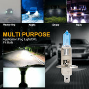 DURAFORCE 4pc H1 12V 55W Super White Halogen Headlight Replacement Bulb Lamp For Auto Car