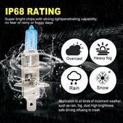 DURAFORCE 4pc H1 12V 55W Super White Halogen Headlight Replacement Bulb Lamp For Auto Car