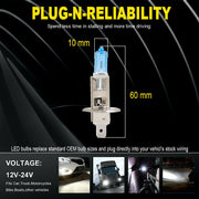 DURAFORCE 4pc H1 12V 55W Super White Halogen Headlight Replacement Bulb Lamp For Auto Car