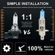 DURAFORCE 4pc H1 12V 55W Super White Halogen Headlight Replacement Bulb Lamp For Auto Car