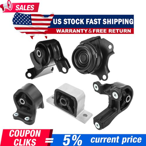 DURAFORCE 5pcs Engine Motor Mount Set for 2002-2006 Honda CR-V 2.4L 4WD Automatic Trans