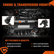 DURAFORCE 5pcs Engine Motor Mount Set for 2002-2006 Honda CR-V 2.4L 4WD Automatic Trans