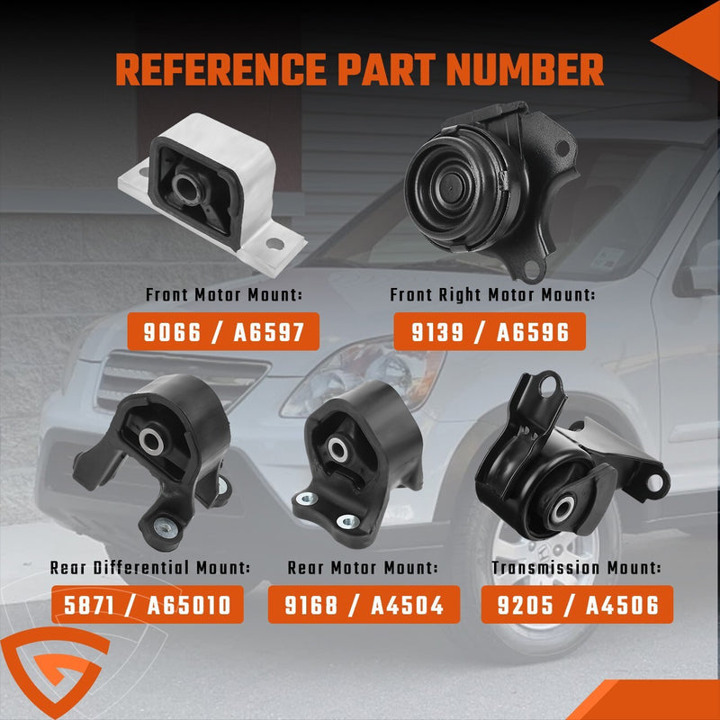 DURAFORCE 5pcs Engine Motor Mount Set for 2002-2006 Honda CR-V 2.4L 4WD Automatic Trans