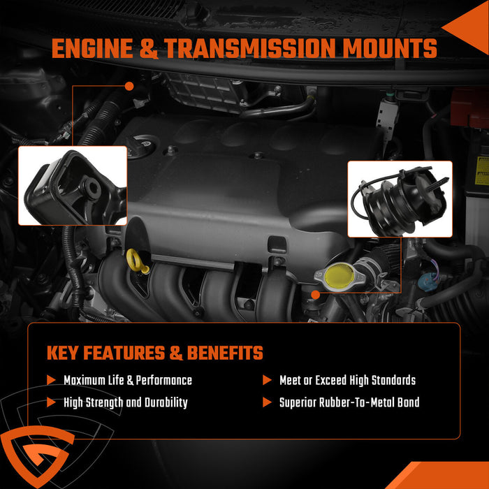 DURAFORCE AT Trans Engine Motor Mounts Kit Fits 1998 1999 -2002 Honda Accord 2.3L AT Trans