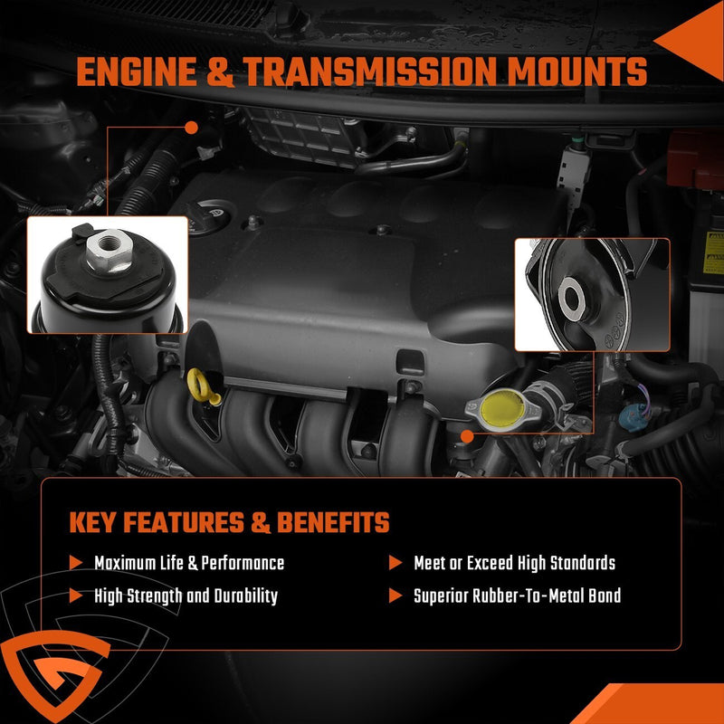 DURAFORCE 4x Fit for 2004-2006 Toyota Sienna 3.3L 2WD Engine Motor & Trans Mount Set